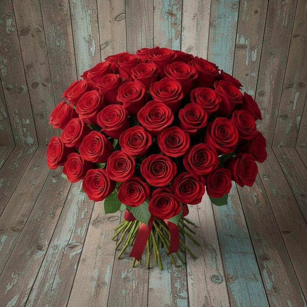 Букет 55 Красных роз Фридом в Колюбакино