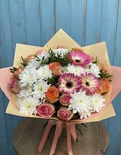 Букет цветов из:  Розы, Герберы и Хризантемы в Колюбакино