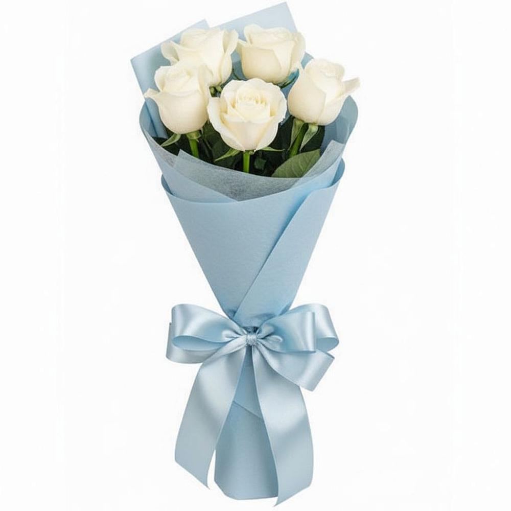Букет 5 Белых роз Проуд в Колюбакино