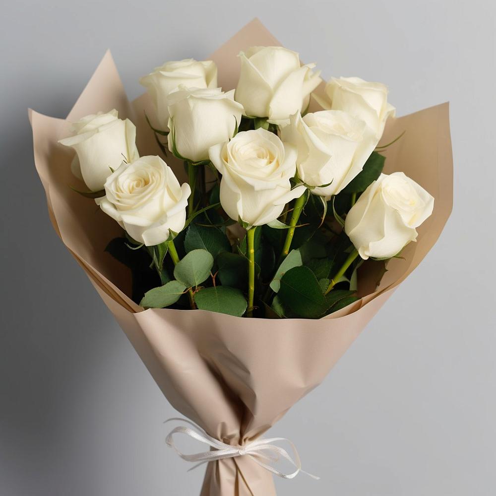 Букет 9 Белых роз Эдлесс Лав в Колюбакино