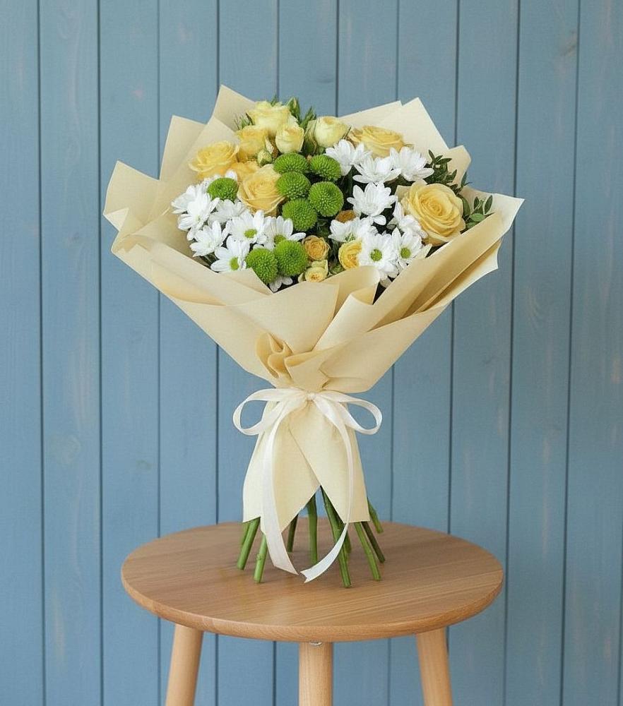 Букет цветов из: Хризантемы и Розы в Колюбакино