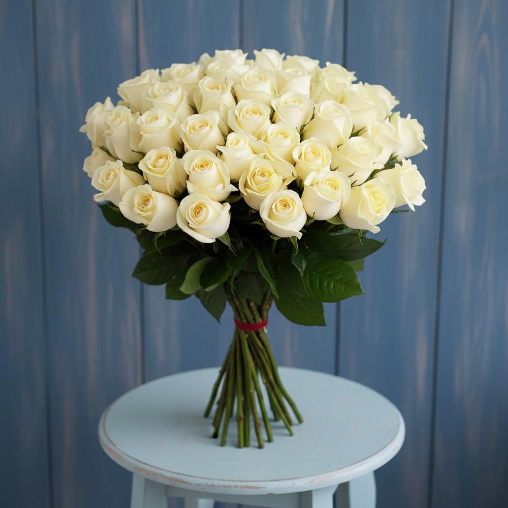Букет 51 Белая роза Эдлесс Лав в Колюбакино