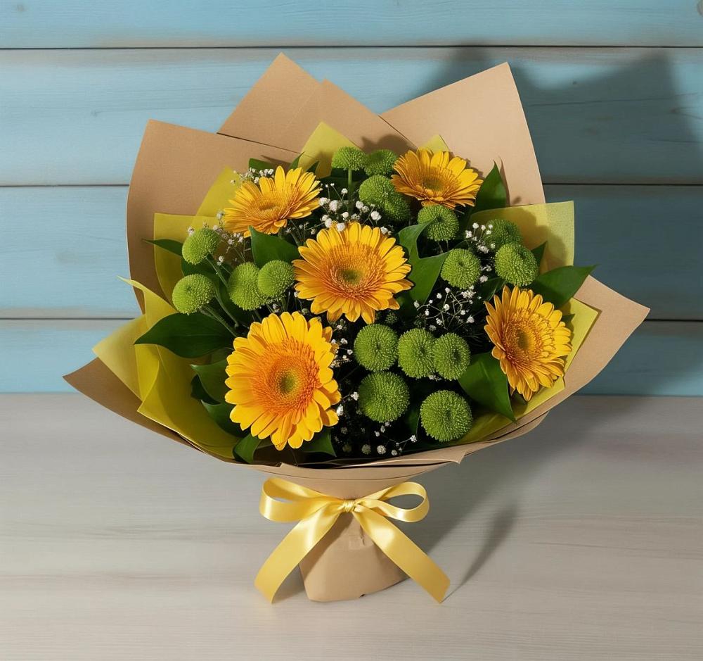 Букет цветов из: Герберы и Хризантемы в Колюбакино
