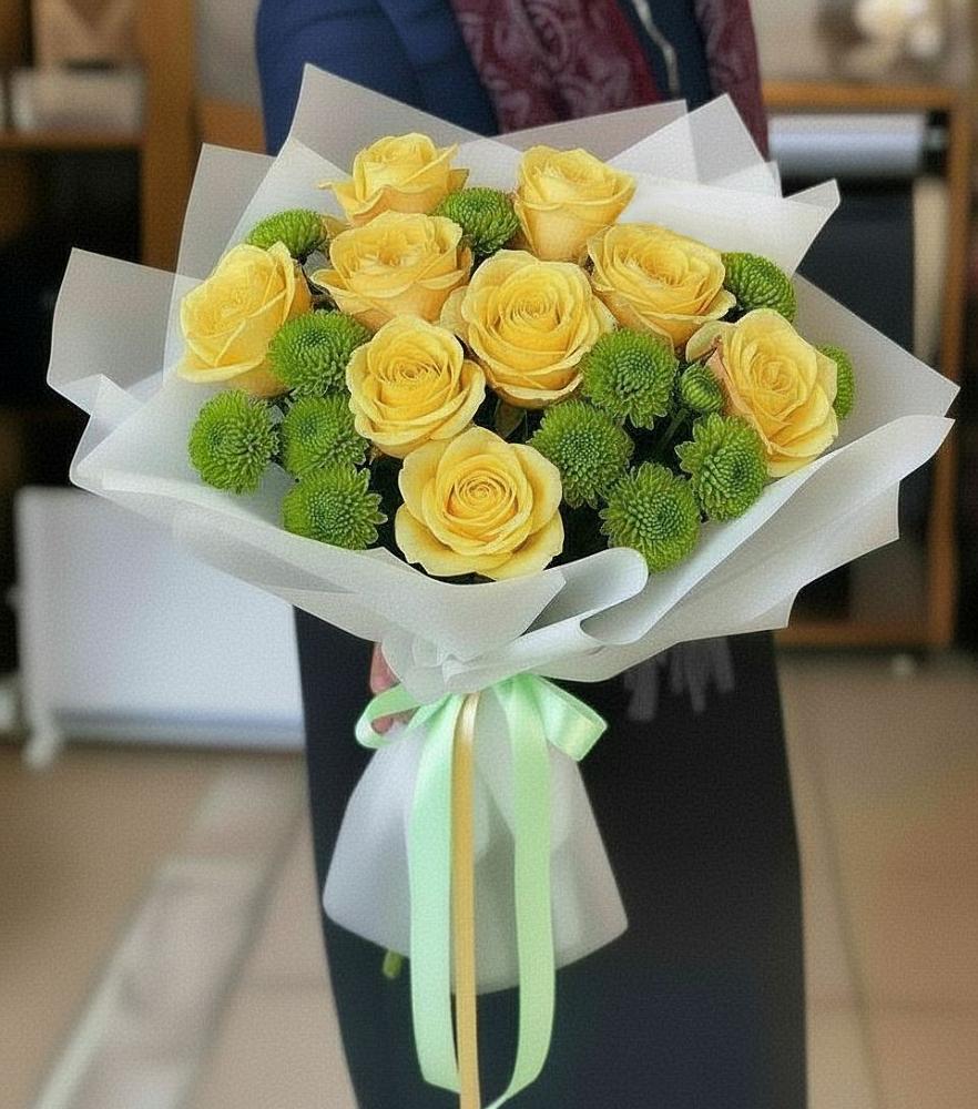 Букет цветов из: Хризантемы и Розы в Колюбакино