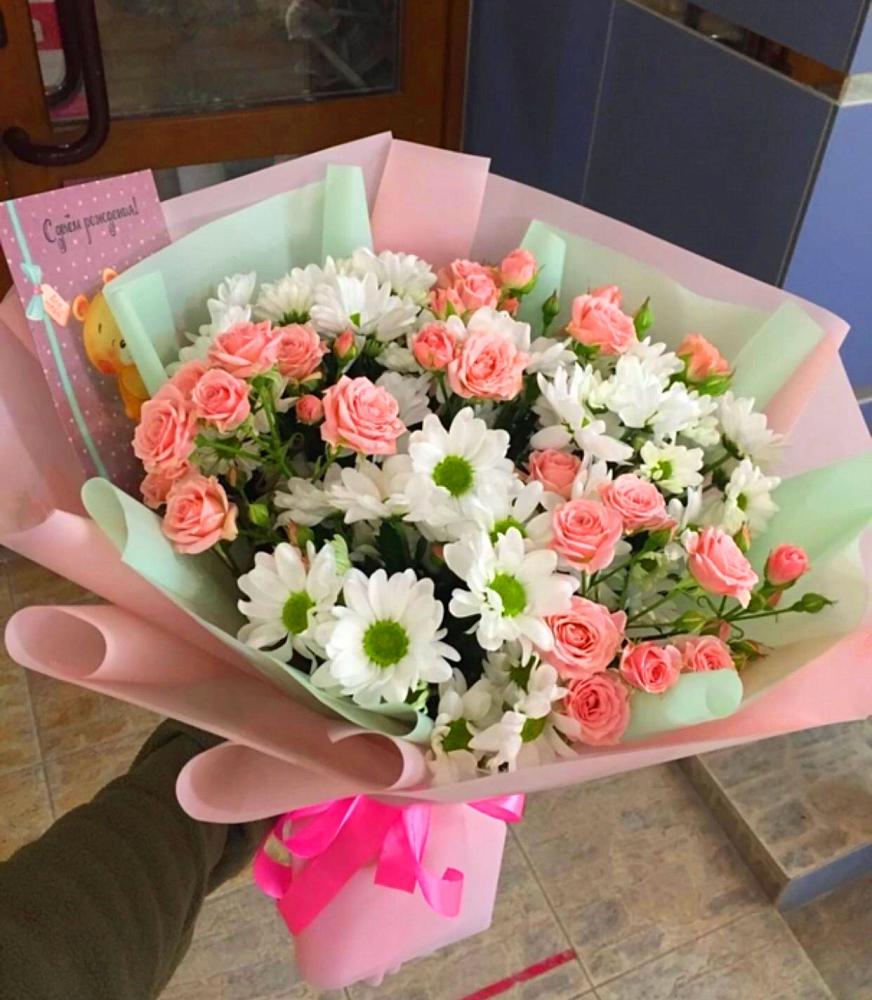 Букет цветов из: Розы и Хризантемы в Колюбакино