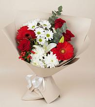 Букет цветов из:  Розы, Хризантемы, Герберы и Лилии в Колюбакино