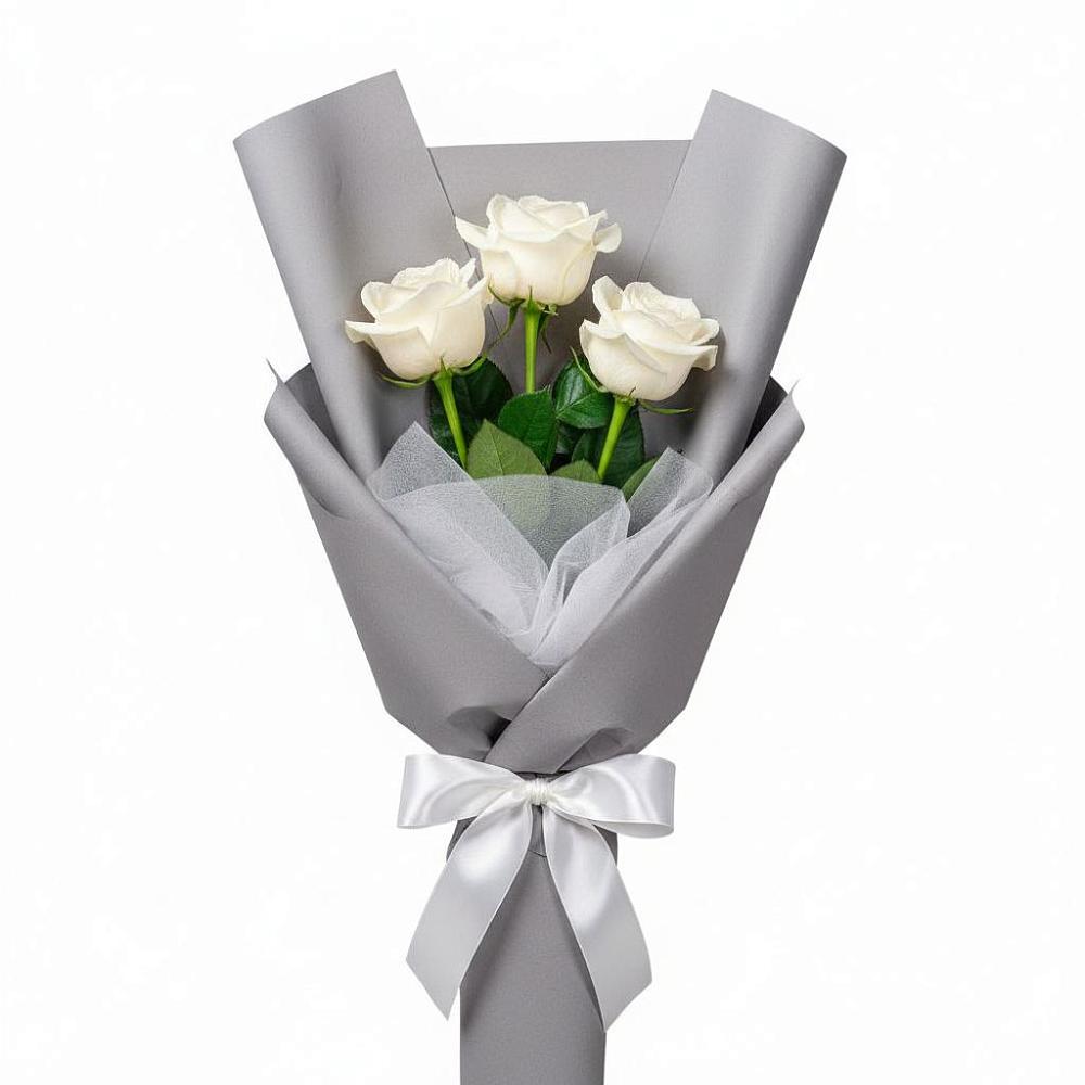 Букет 3 белые розы в Колюбакино
