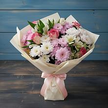 Букет цветов из:  Хризантемы, Альстромерии и Розы в Колюбакино