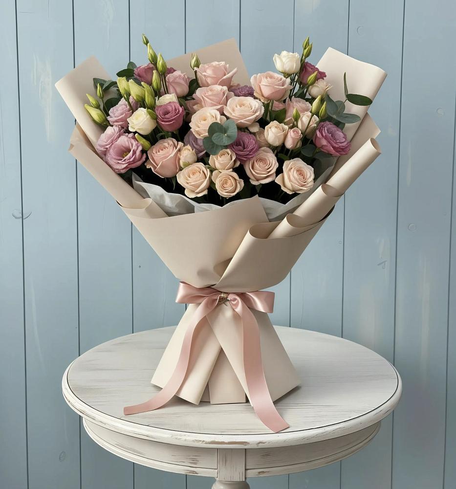 Букет цветов из: Розы и Лизиантусы в Колюбакино