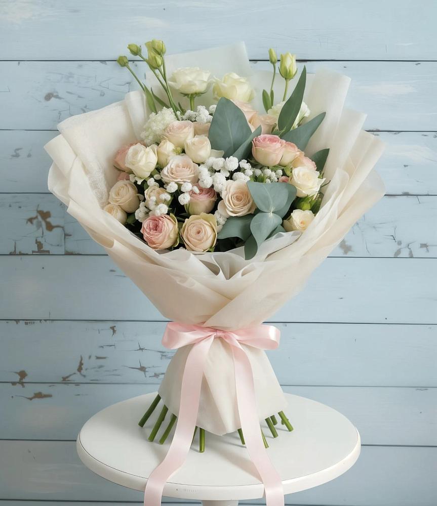 Букет цветов из: Розы и Лизиантусы в Колюбакино