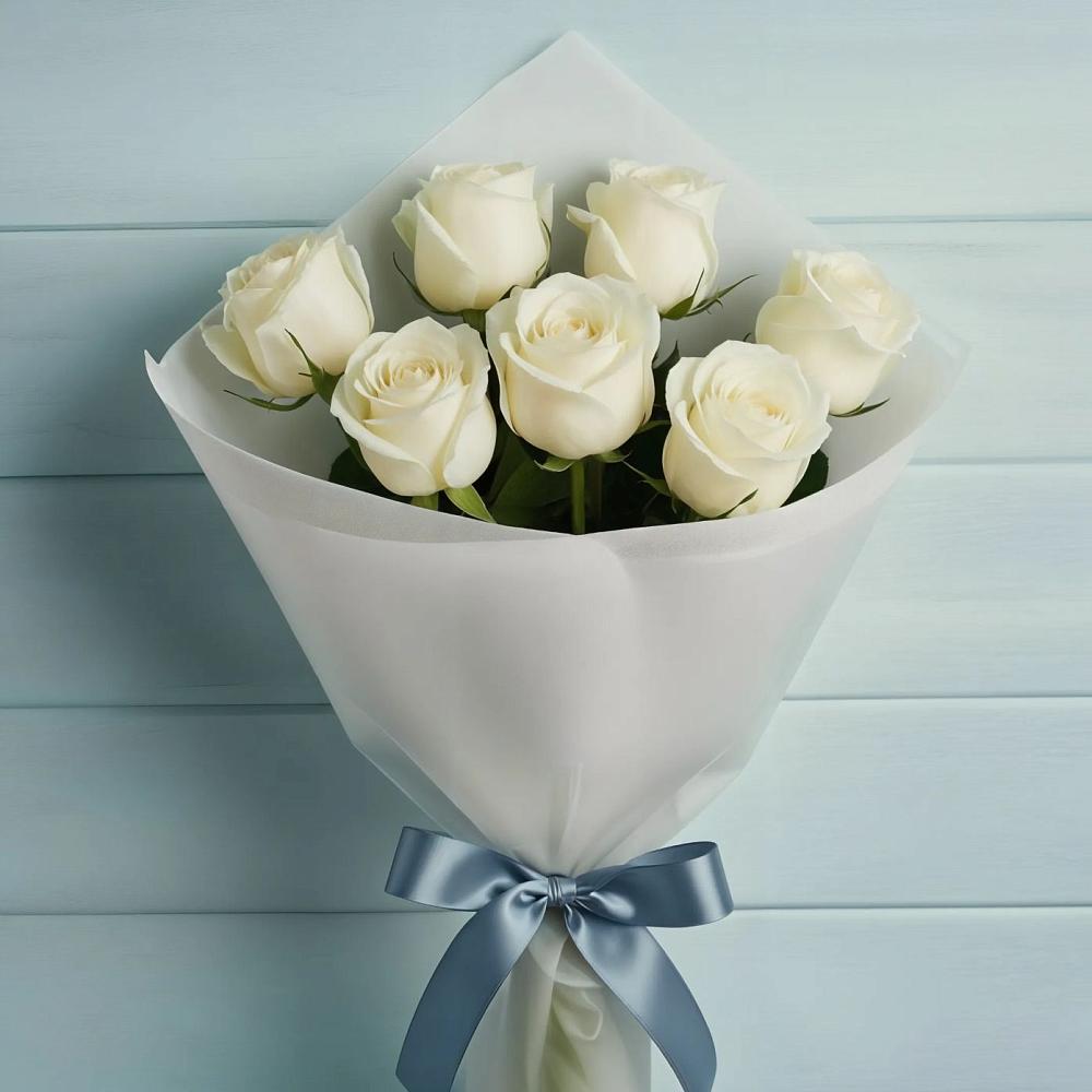 Букет 7 Белых роз Эдлесс Лав в Колюбакино